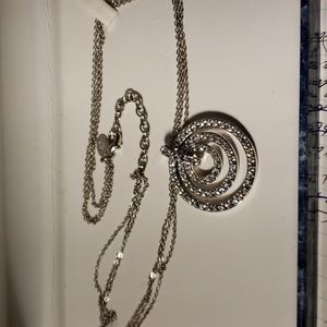 Vintage Nolan Miller Triple Crystal Circle & Chain Necklace